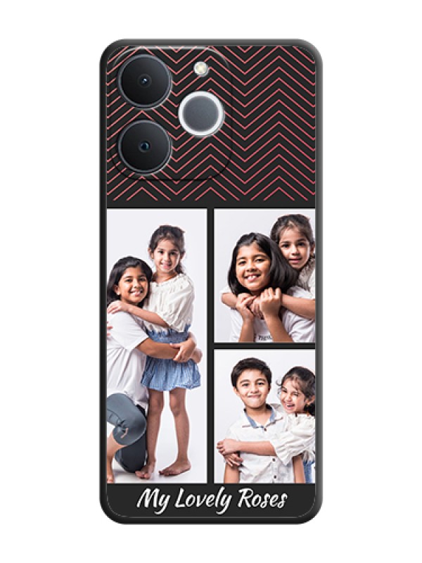 Custom Wave Pattern with 3 Image Holder On Space Black Custom Soft Matte Mobile Back Cover - Realme Narzo 80 Lite 4G