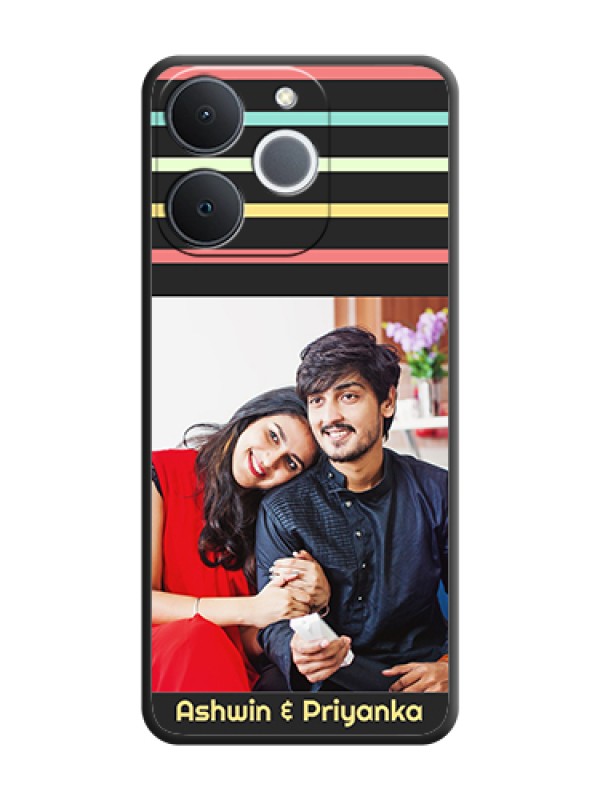 Custom Color Stripes with Photo and Text on Photo On Space Black Custom Soft Matte Mobile Back Cover - Realme Narzo 80 Lite 4G