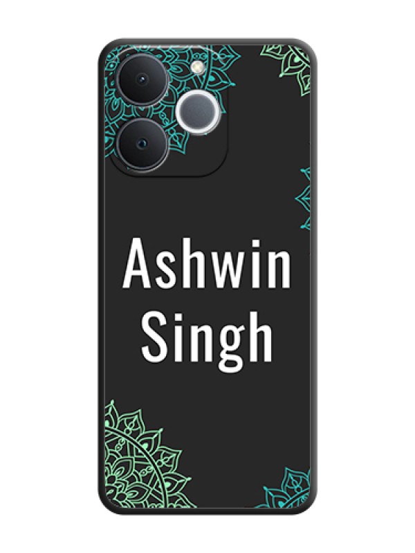Custom Your Name with Floral Design On Space Black Custom Soft Matte Mobile Back Cover - Realme Narzo 80 Lite 4G