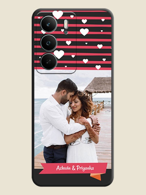Custom White Color Love Symbols with Pink Lines Pattern On Space Black Custom Soft Matte Mobile Back Cover - Narzo 80 Lite