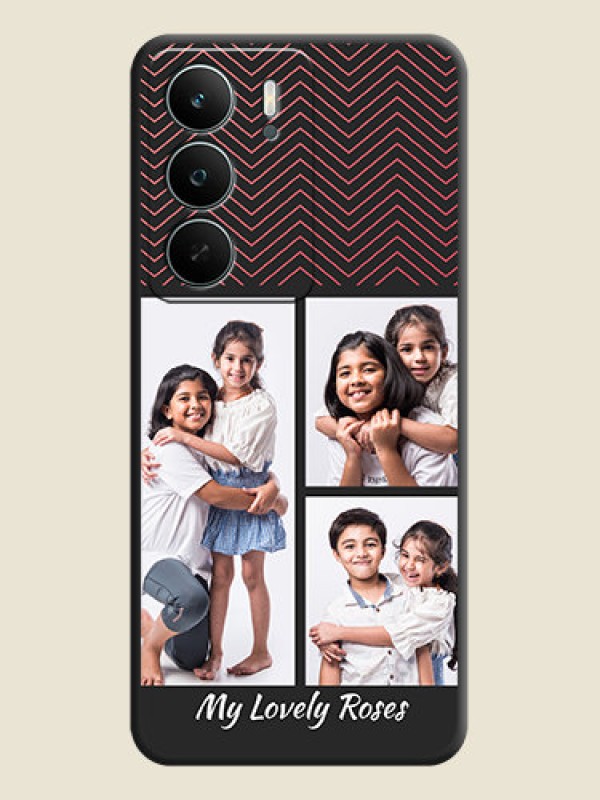 Custom Wave Pattern with 3 Image Holder On Space Black Custom Soft Matte Mobile Back Cover - Narzo 80 Lite