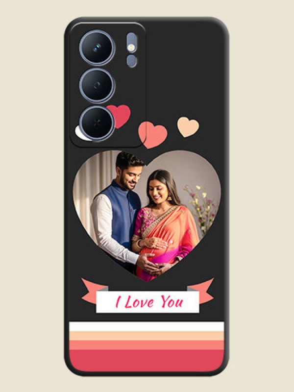 Custom Love Shaped Photo with Colorful Stripes On Space Black Custom Soft Matte Mobile Back Cover - Narzo 80x 5G