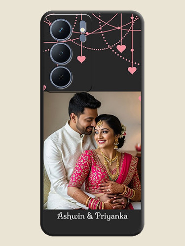 Custom Pink Love Hangings with Text On Space Black Custom Soft Matte Mobile Back Cover - Narzo 80x 5G