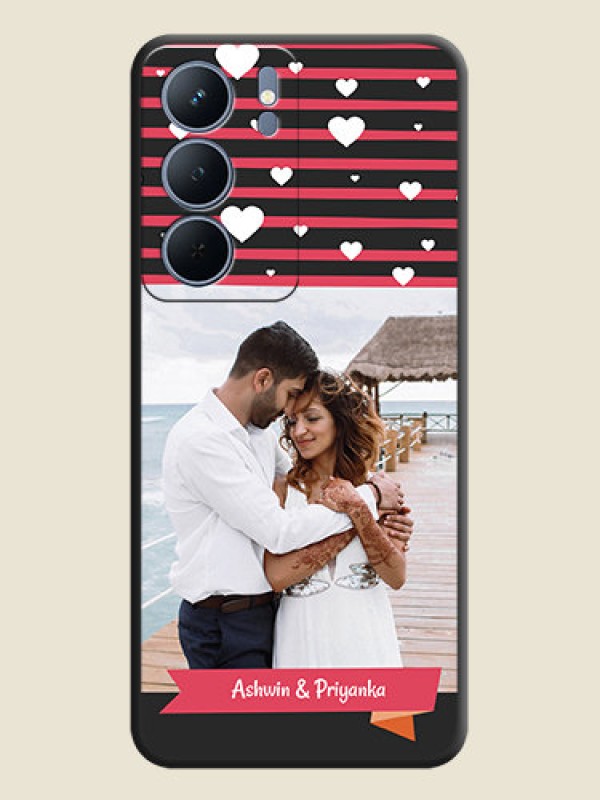 Custom White Color Love Symbols with Pink Lines Pattern On Space Black Custom Soft Matte Mobile Back Cover - Narzo 80x 5G