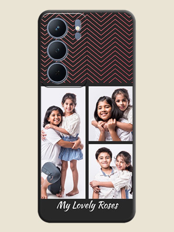 Custom Wave Pattern with 3 Image Holder On Space Black Custom Soft Matte Mobile Back Cover - Narzo 80x 5G