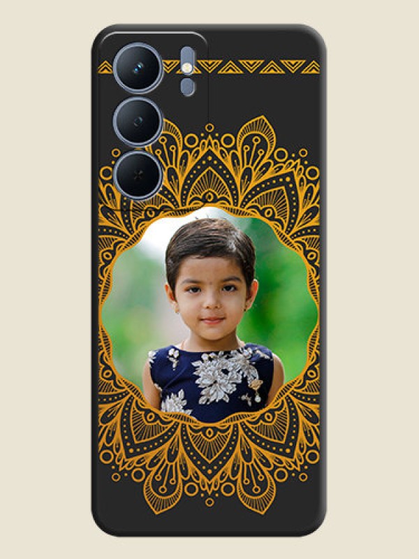 Custom Round Image with Floral Design On Space Black Custom Soft Matte Mobile Back Cover - Narzo 80x 5G