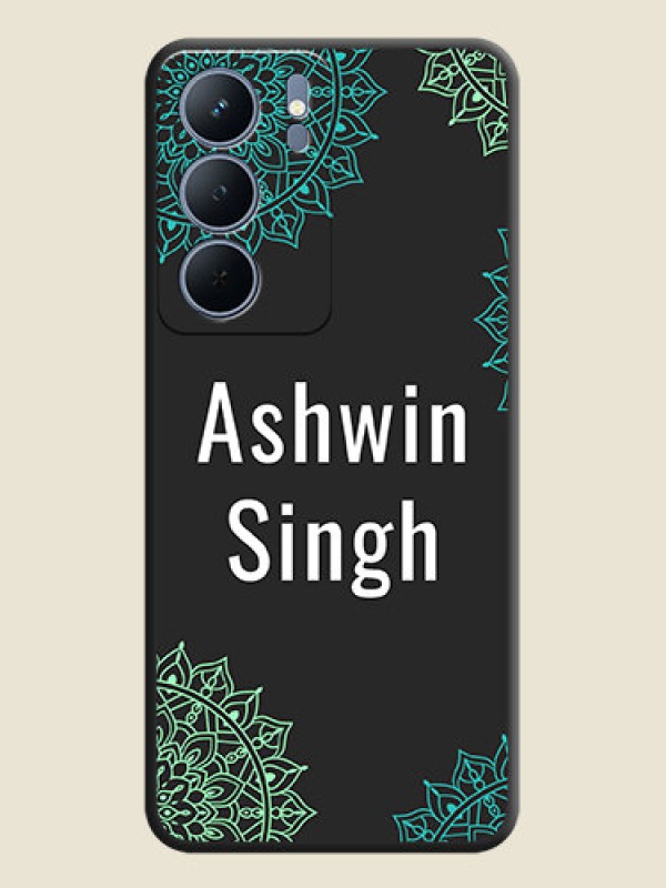 Custom Your Name with Floral Design On Space Black Custom Soft Matte Mobile Back Cover - Narzo 80x 5G