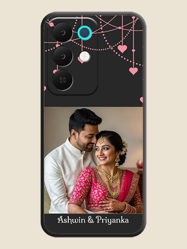 Custom Pink Love Hangings with Text On Space Black Custom Soft Matte Mobile Back Cover - Realme Narzo 90x 5G