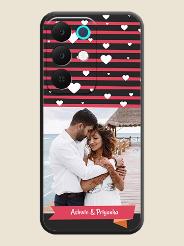 Custom White Color Love Symbols with Pink Lines Pattern On Space Black Custom Soft Matte Mobile Back Cover - Realme Narzo 90x 5G