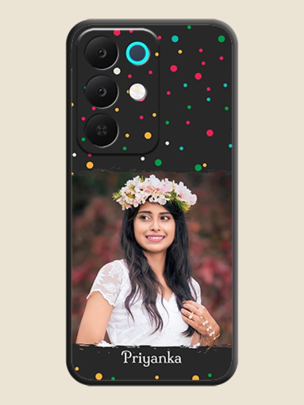 Custom Multicolor Dotted Pattern with Text On Space Black Custom Soft Matte Mobile Back Cover - Realme Narzo 90x 5G
