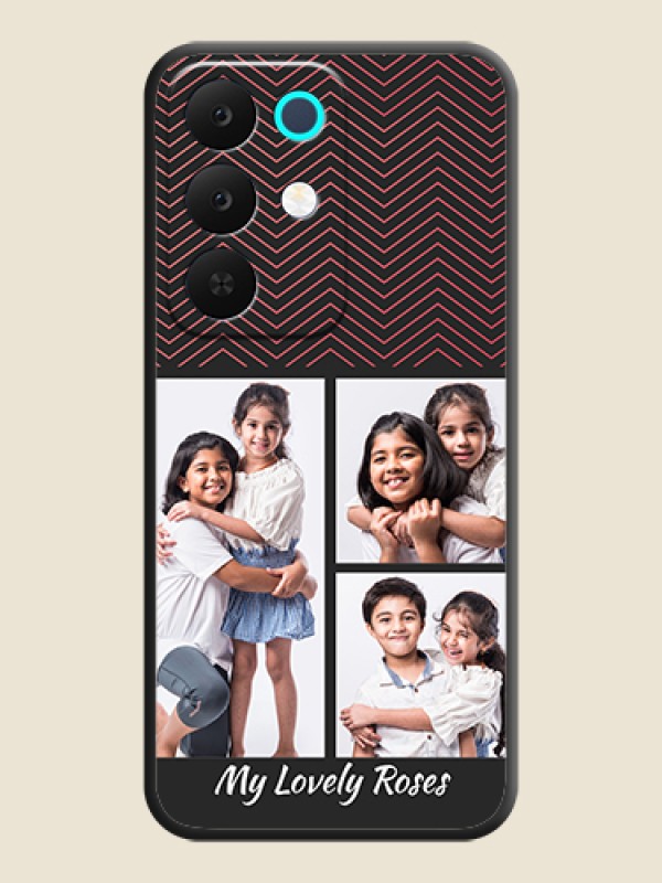 Custom Wave Pattern with 3 Image Holder On Space Black Custom Soft Matte Mobile Back Cover - Realme Narzo 90x 5G