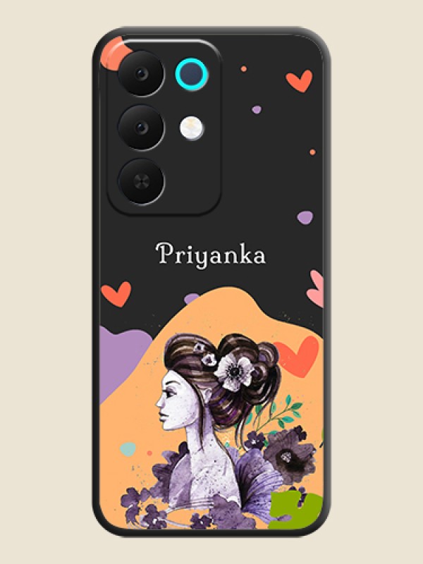 Custom Namecase For Her With Fancy Lady Image On Space Black Custom Soft Matte Mobile Back Cover - Realme Narzo 90x 5G