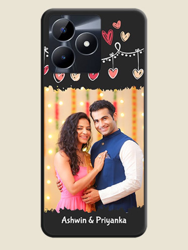 Custom Pink Love Hangings with Name on Space Black Custom Soft Matte Phone Cases - Realme Narzo N53