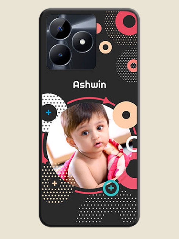 Custom Multicoloured Round Image on Personalised Space Black Soft Matte Cases - Realme Narzo N53