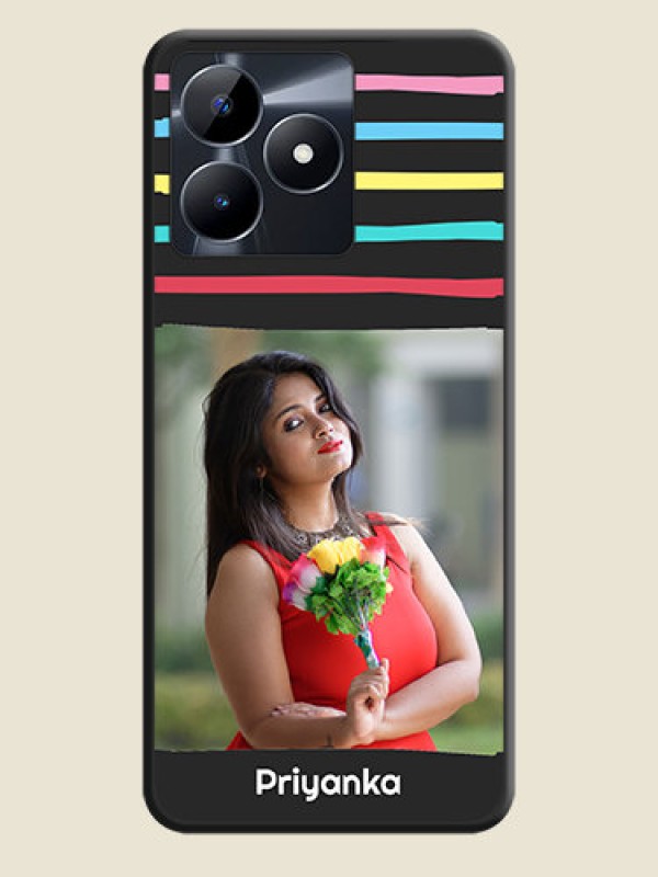 Custom Multicolor Lines with Image on Space Black Personalized Soft Matte Phone Covers - Realme Narzo N53