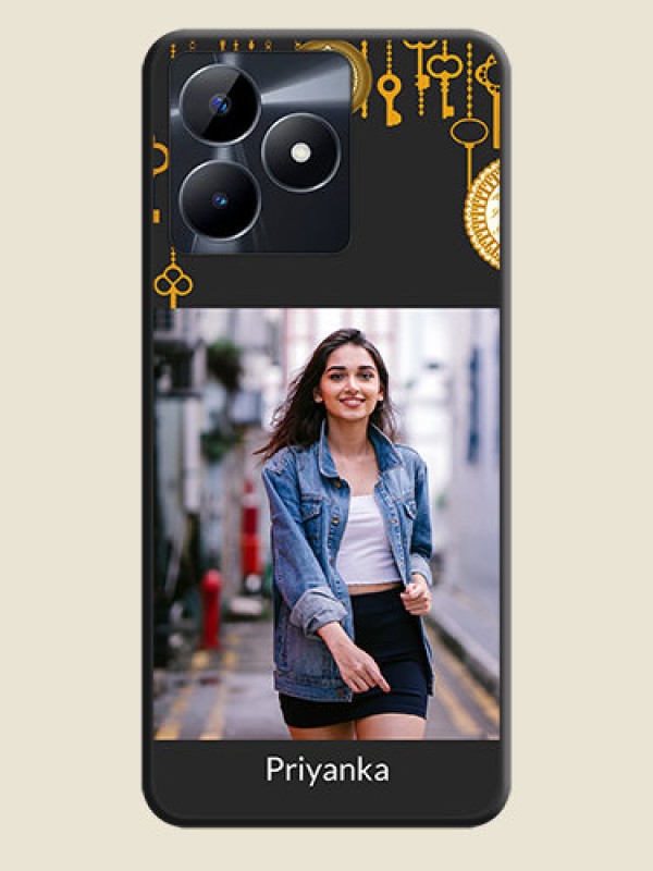 Custom Decorative Design with Text on Space Black Custom Soft Matte Back Cover - Realme Narzo N53