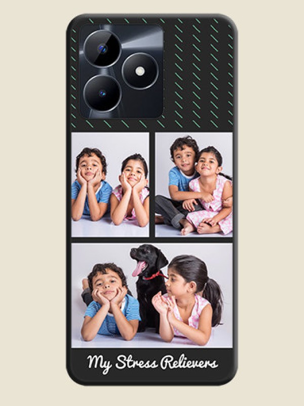 Custom Cross Dotted Pattern with 2 Image Holder on Personalised Space Black Soft Matte Cases - Realme Narzo N53