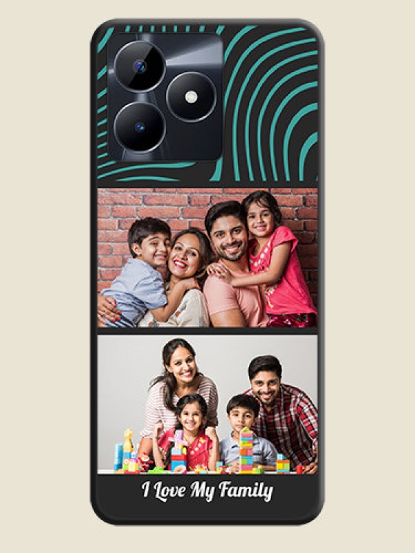Custom Wave Pattern with 2 Image Holder on Space Black Personalized Soft Matte Phone Covers - Realme Narzo N53