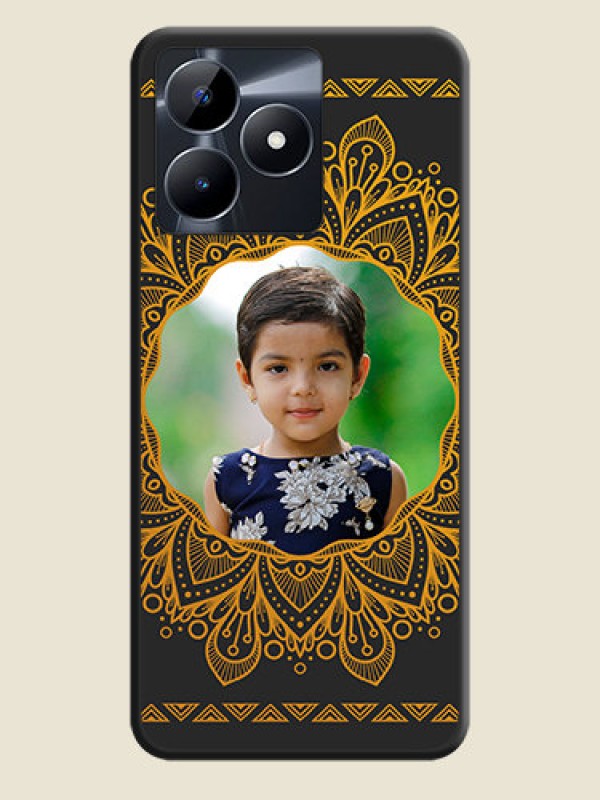 Custom Round Image with Floral Design - Photo on Space Black Soft Matte Mobile Cover - Realme Narzo N53