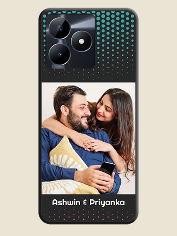 Custom Faded Dots with Grunge Photo Frame and Text on Space Black Custom Soft Matte Phone Cases - Realme Narzo N53