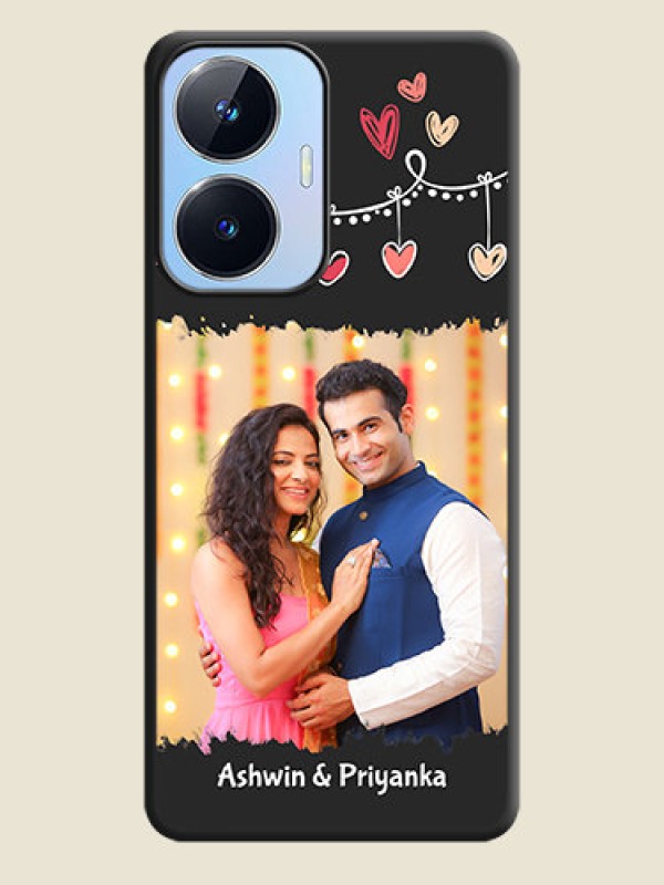 Custom Pink Love Hangings with Name on Space Black Custom Soft Matte Phone Cases - Realme Narzo N55