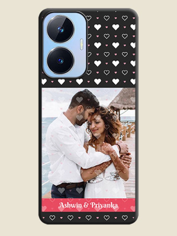 Custom White Color Love Symbols with Text Design on Photo on Space Black Soft Matte Phone Cover - Realme Narzo N55