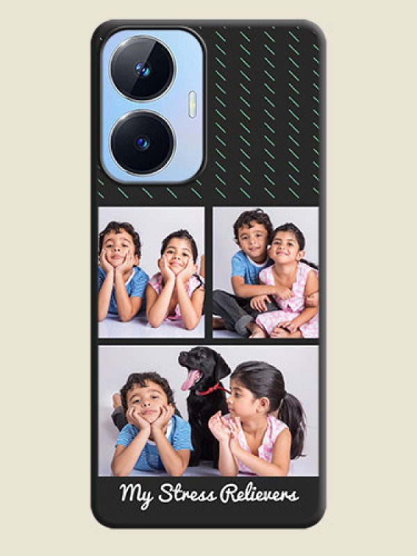 Custom Cross Dotted Pattern with 2 Image Holder  on Personalised Space Black Soft Matte Cases - Realme Narzo N55