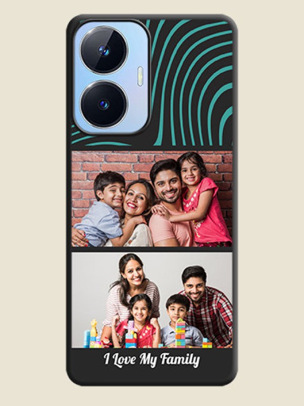 Custom Wave Pattern with 2 Image Holder on Space Black Personalized Soft Matte Phone Covers - Realme Narzo N55