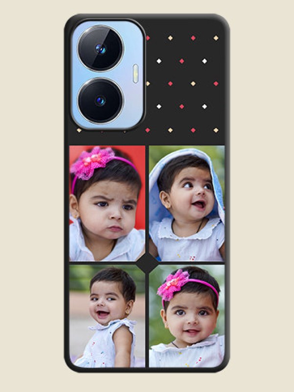 Custom Multicolor Dotted Pattern with 4 Image Holder on Space Black Custom Soft Matte Phone Cases - Realme Narzo N55
