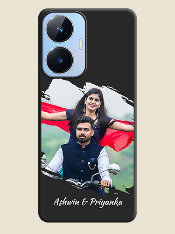 Custom Grunge Brush Strokes on Photo on Space Black Soft Matte Back Cover - Realme Narzo N55