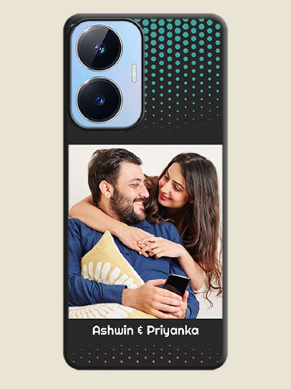 Custom Faded Dots with Grunge Photo Frame and Text on Space Black Custom Soft Matte Phone Cases - Realme Narzo N55