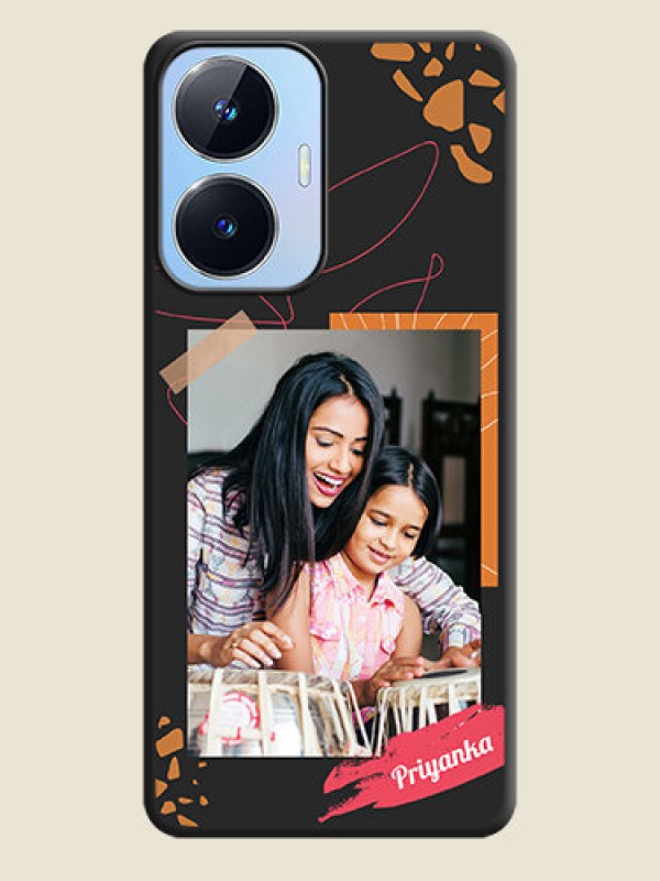 Custom Orange Photo Frame on Space Black Custom Soft Matte Phone Back Cover - Realme Narzo N55