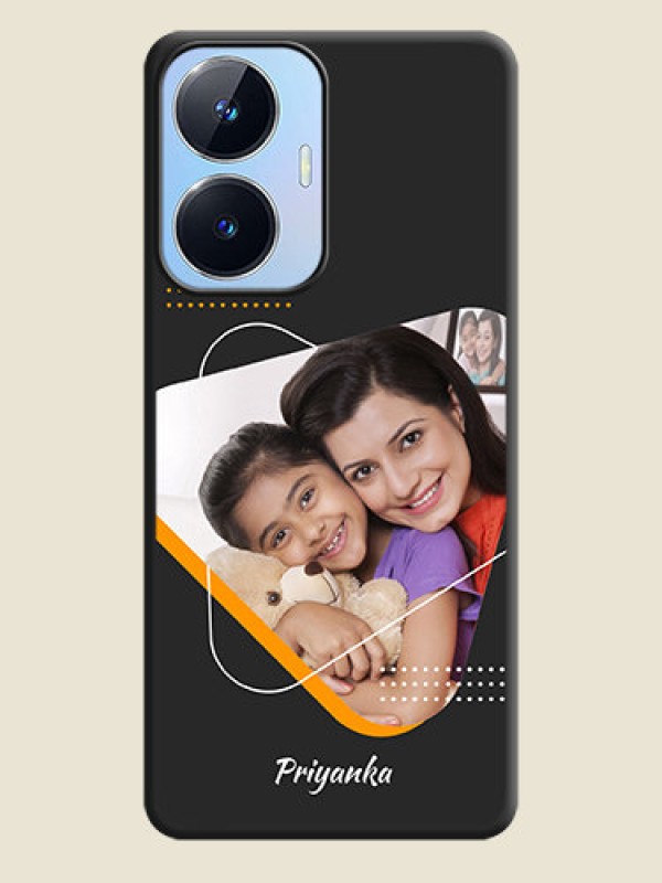 Custom Yellow Triangle on Photo on Space Black Soft Matte Phone Cover - Realme Narzo N55