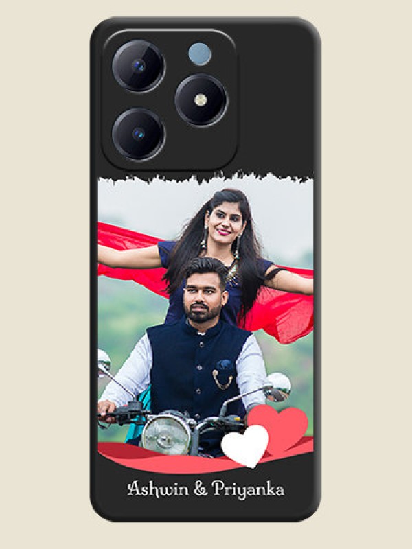 Custom Pin Color Love Shaped Ribbon Design with Text On Space Black Custom Soft Matte Mobile Back Cover - Realme Narzo N63