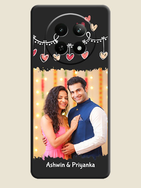 Custom Pink Love Hangings with Name on Space Black Custom Soft Matte Phone Cases - Realme Narzo N65 5G
