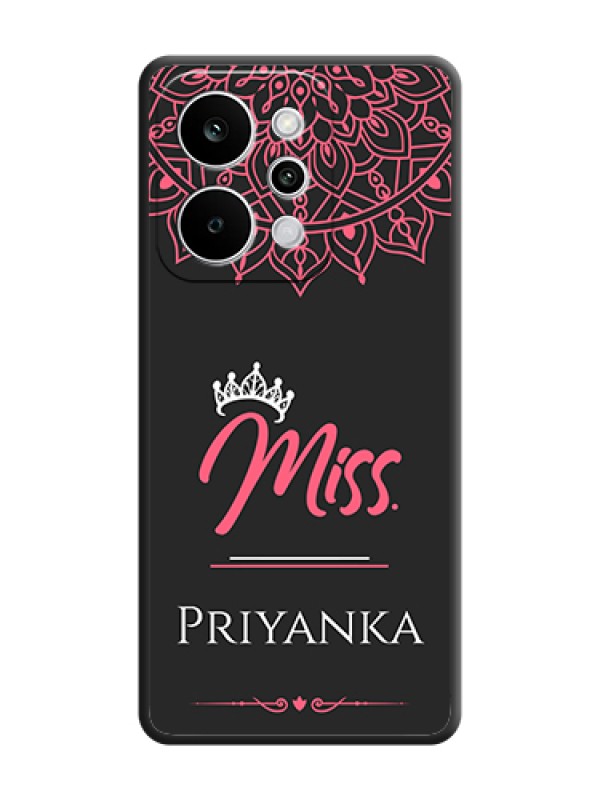 Custom Mrs Name with Floral Design On Space Black Custom Soft Matte Mobile Back Cover - Realme Narzo Power 5G