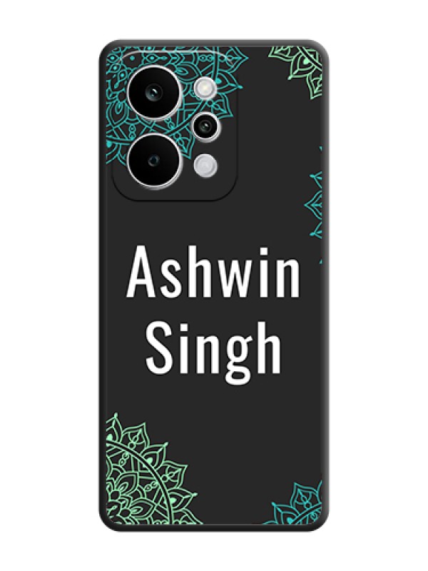 Custom Your Name with Floral Design On Space Black Custom Soft Matte Mobile Back Cover - Realme Narzo Power 5G