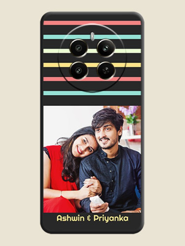 Custom Color Stripes with Photo and Text - Photo on Space Black Soft Matte Mobile Case - Realme P1 5G