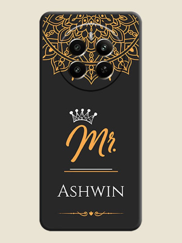 Custom Mr Name with Floral Design on Personalised Space Black Soft Matte Cases - Realme P1 5G