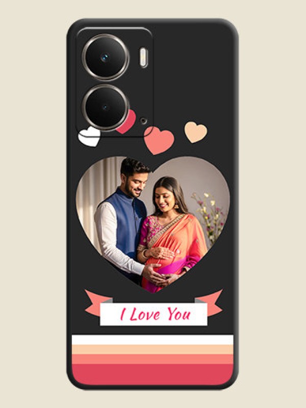 Custom Love Shaped Photo with Colorful Stripes On Space Black Custom Soft Matte Mobile Back Cover - Realme P3 5G