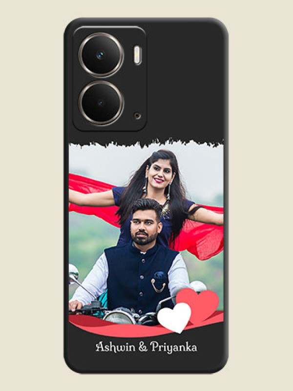 Custom Pin Color Love Shaped Ribbon Design with Text On Space Black Custom Soft Matte Mobile Back Cover - Realme P3 5G
