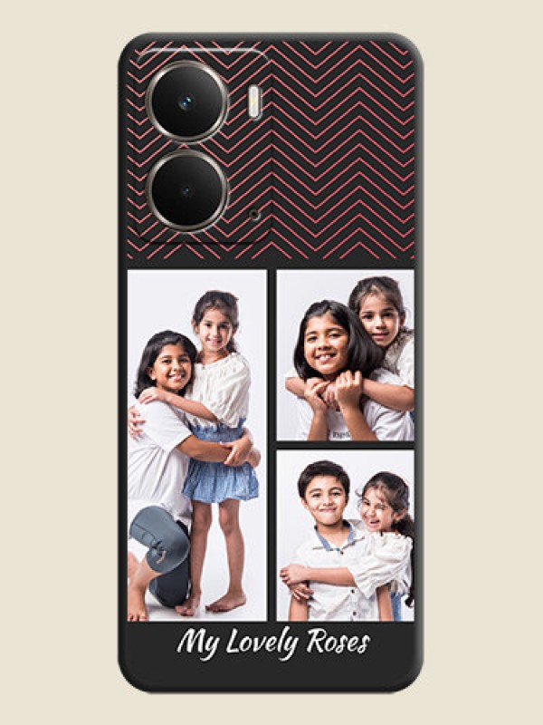 Custom Wave Pattern with 3 Image Holder On Space Black Custom Soft Matte Mobile Back Cover - Realme P3 5G