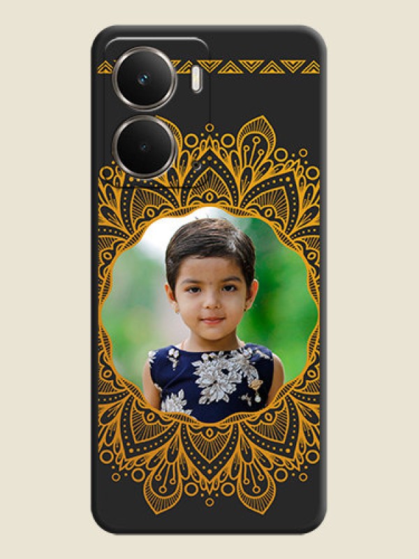 Custom Round Image with Floral Design On Space Black Custom Soft Matte Mobile Back Cover - Realme P3 5G