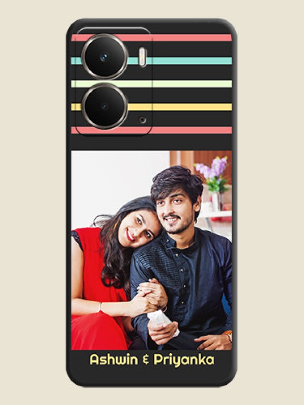 Custom Color Stripes with Photo and Text on Photo On Space Black Custom Soft Matte Mobile Back Cover - Realme P3 5G