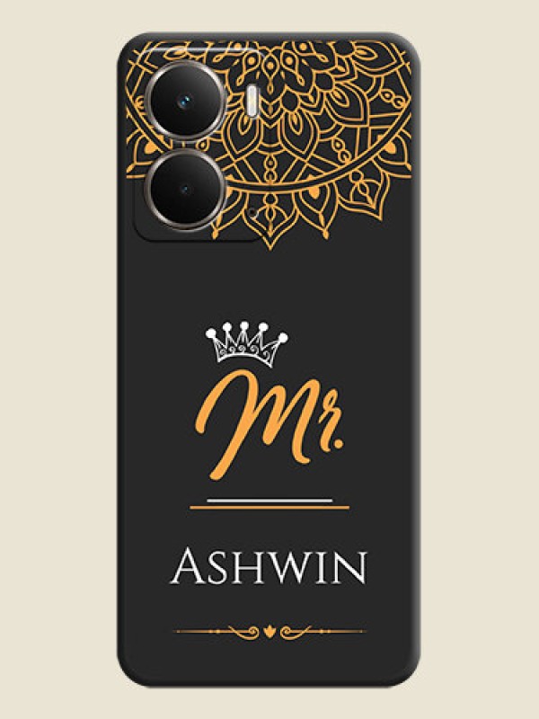 Custom Mr Name with Floral Design On Space Black Custom Soft Matte Mobile Back Cover - Realme P3 5G