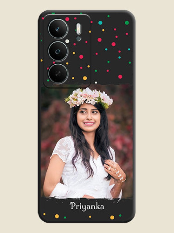 Custom Multicolor Dotted Pattern with Text On Space Black Custom Soft Matte Mobile Back Cover - Realme P3 Lite 5G