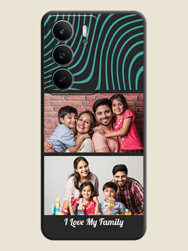 Custom Wave Pattern with 2 Image Holder On Space Black Custom Soft Matte Mobile Back Cover - Realme P3 Lite 5G