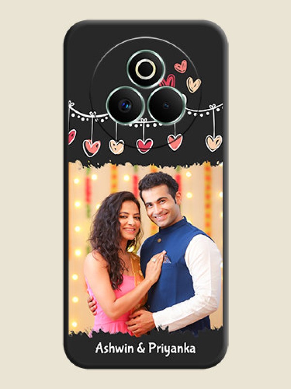 Custom Pink Love Hangings with Name On Space Black Custom Soft Matte Mobile Back Cover - Realme P3 Pro 5G