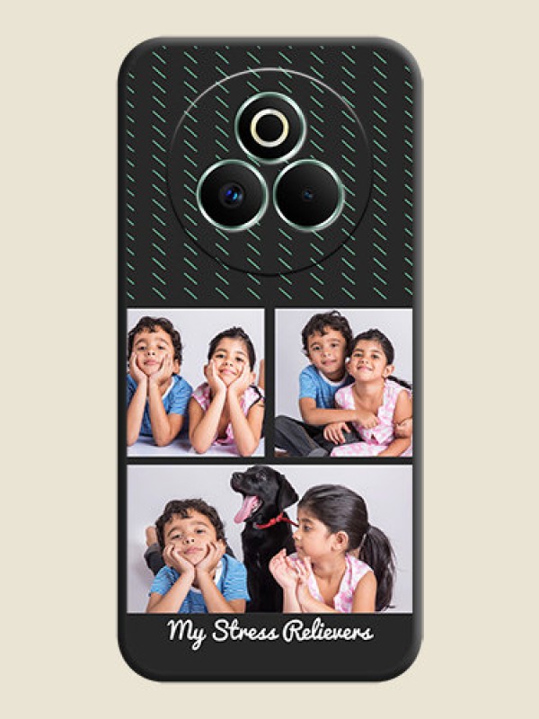 Custom Cross Dotted Pattern with 2 Image Holder On Space Black Custom Soft Matte Mobile Back Cover - Realme P3 Pro 5G
