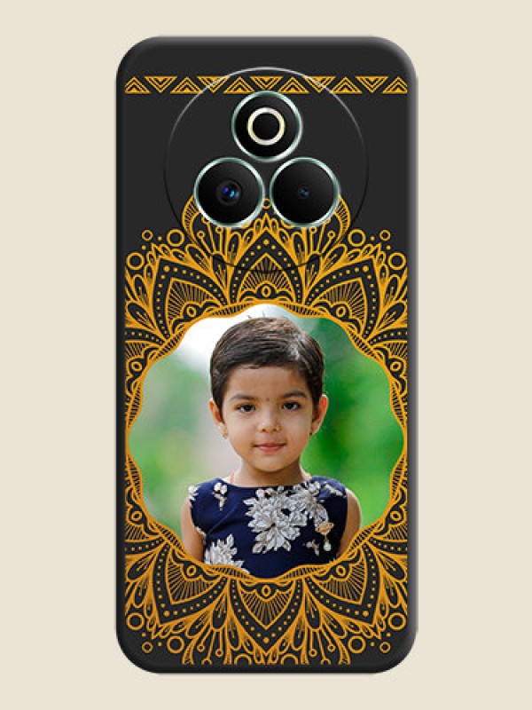 Custom Round Image with Floral Design On Space Black Custom Soft Matte Mobile Back Cover - Realme P3 Pro 5G